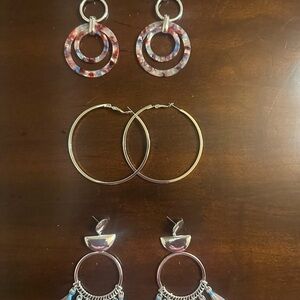 Premier Designs Pink and Silver Earring Trio